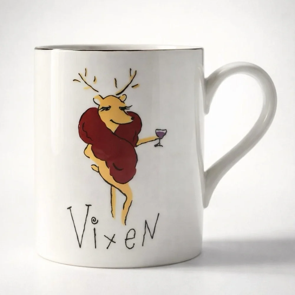 Pottery Barn Reindeer Mugs Set of 6 - Whimsical Retired Holiday NWOB